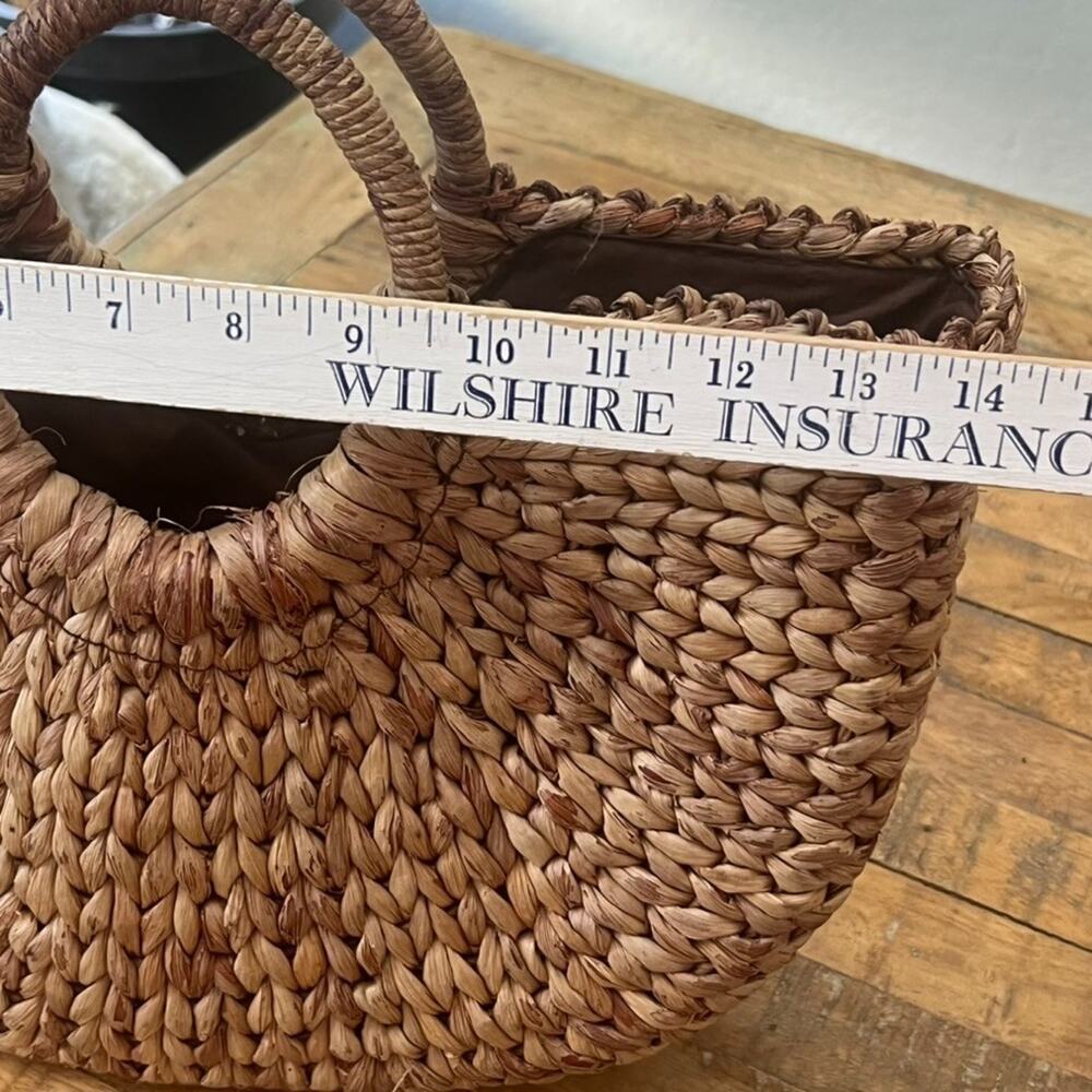Xhilaration Straw Woven Tote Rattan Round Top Handle Handbag - Picture 8 of 13